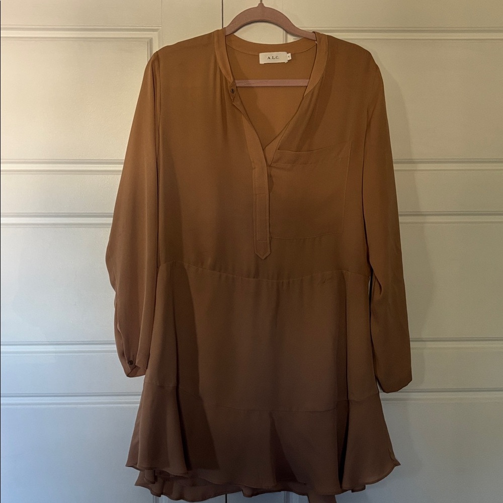 A.L.C. Blush taupe Long Sleeve silk dress